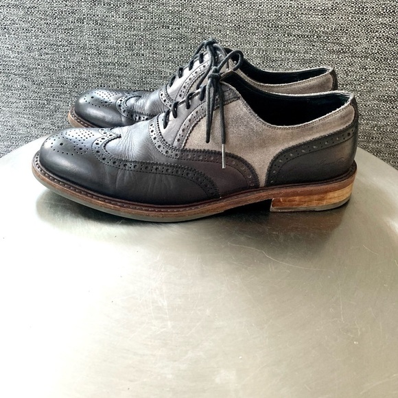 ?Kenneth Cole leather leather Wingtip Oxford Shoes casual  Mens 9.5 black gray main image 4